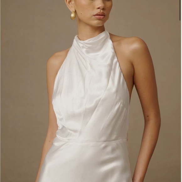 Meshki Ivory Satin Backless Halter Dress - Picture 7 of 9